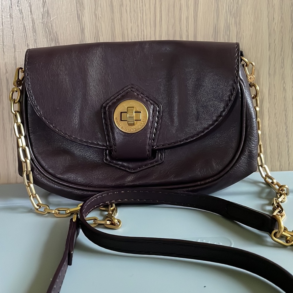 Marc by Marc Jacobs leather crossbody bag. Eggplant color with gold hardware